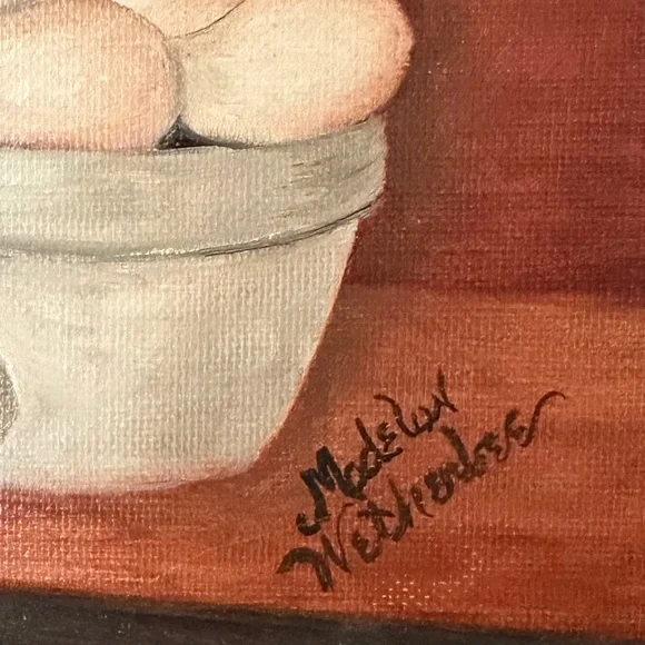Still Life Painting with Eggs Signed by Artist Madelyn Wetherbee Framed - Picture 5 of 8